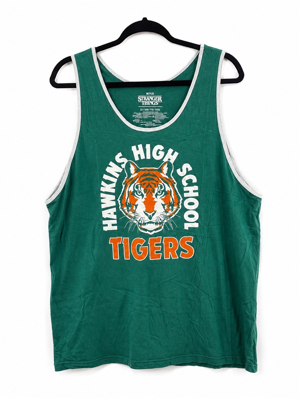 Stranger Things Hawkins High School Tigers Tank Top Netflix Green Graphic 2X XXL